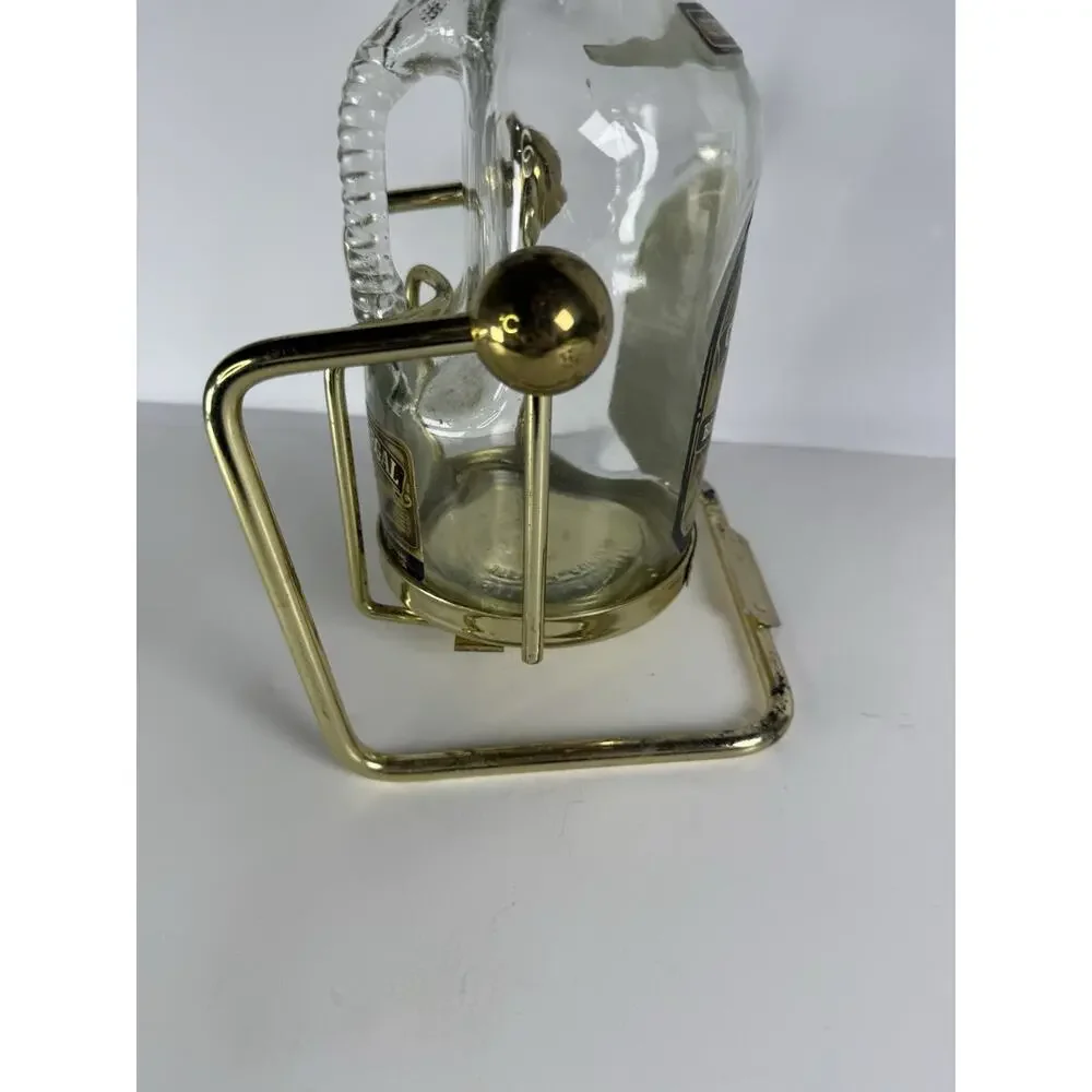 Vintage Chiva Regal Whiskey Tilt & Pour Bottle With Gold Cradle Mancave Decor